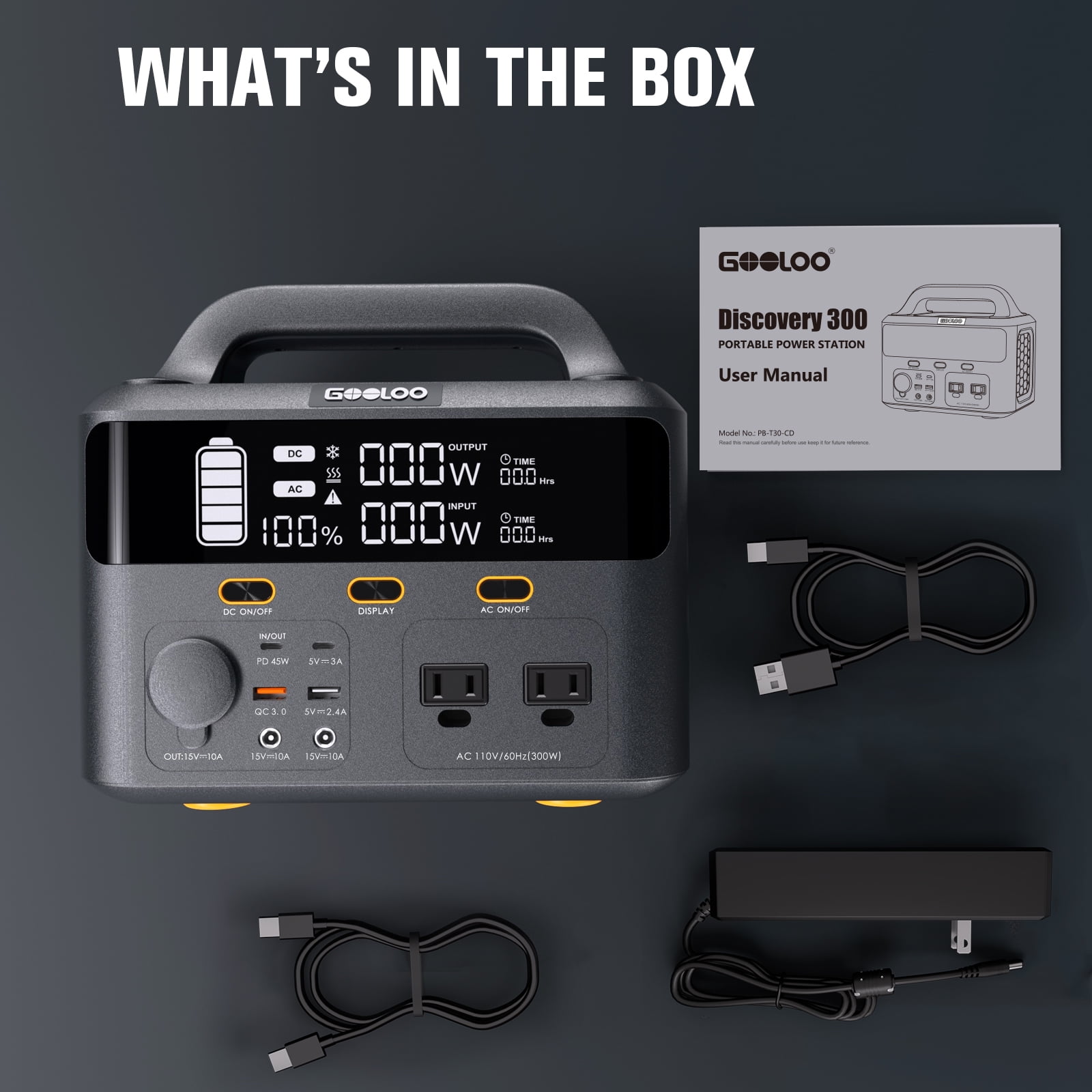 GooLoo ポータブル電源 300W 7.2インチ LCDディスプレイ 美品 【公式通販】