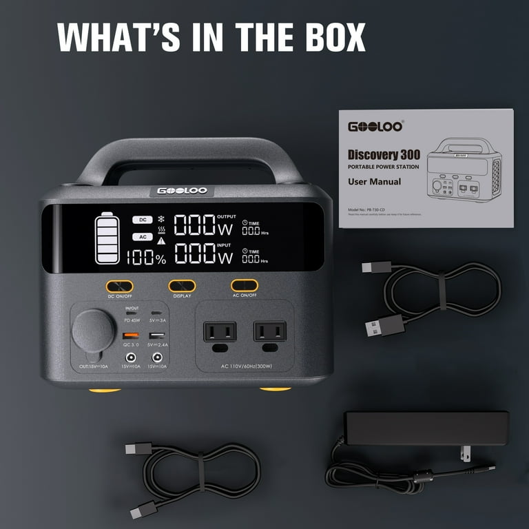 GOOLOO Discovery 300 Portable Power Station 259Wh, 300W Solar