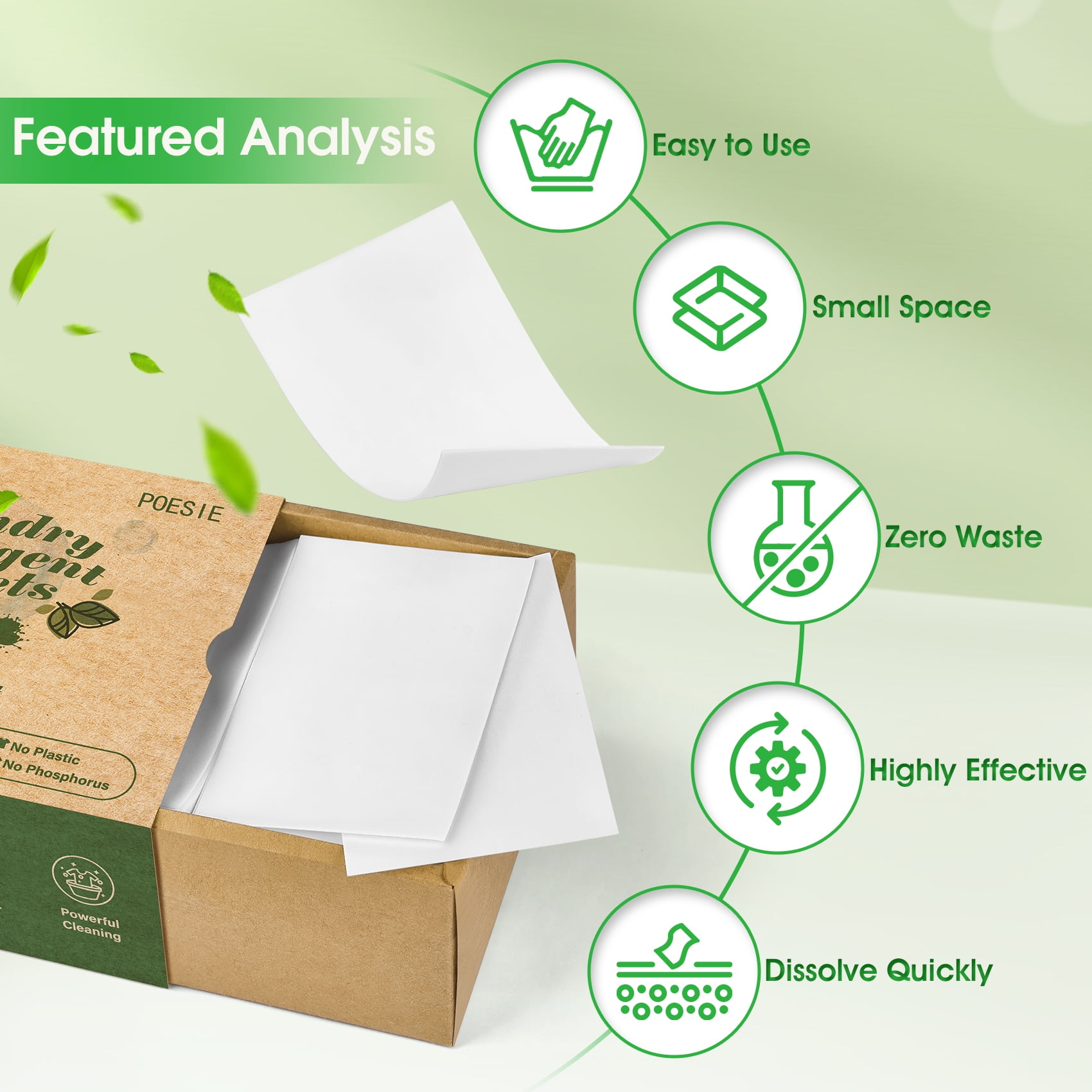 Poesie Laundry Detergent Sheets, Fresh Scent, No Waste, 160 Count, 1 Pack Poesie Laundry Detergent Sheets, Fresh Scent, No Waste, 160 Count, 1 Pack - Image 3