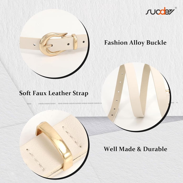 2 Pack Women Skinny Belt Thin Waist Belt with Fashion Gold  display picture 1