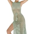 thumbnail image 2 of Liacowi Women Crochet Bikini Cover Ups Hollow Out Bodycon Long Dress Casual Sleeveless Beach Tassel Tank Dress, 2 of 8