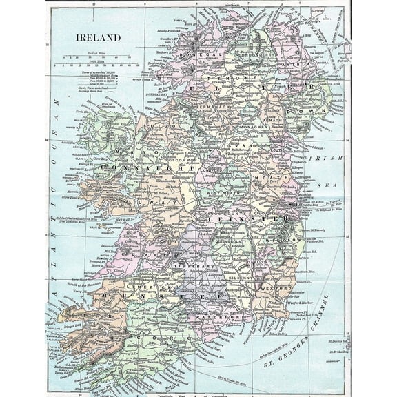 Poster: Large detailed map of ireland