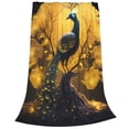 thumbnail image 2 of Pofeuu Elegant Gold Leaf Peacock Print Ultra-Soft Micro Fleece Blanket,for Bed Or Sofa,All Season Throw Blankets Flannel Blanket-80"x60", 2 of 7