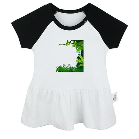 

Nature Jungle Pattern Dresses For Baby Newborn Babies Skirts Infant Princess Dress 0-24M Kids Graphic Clothes (Black Raglan Dresses 0-6 Months)
