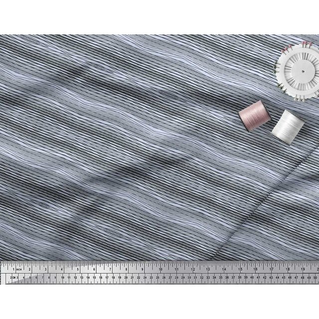 Soimoi Tissu Poly Georgette Rayures Horizontales Tissu Imprimé 1 Yard 52 Pouces de Large