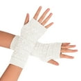 thumbnail image 3 of Women's Butterfly Knit Fingerless Gloves, Short Wrist Warm Gloves with Thumb Hole, Wool Blend Open Finger Design, Soft Stretchable Hand Warmers for Teens and Adults White, 3 of 4
