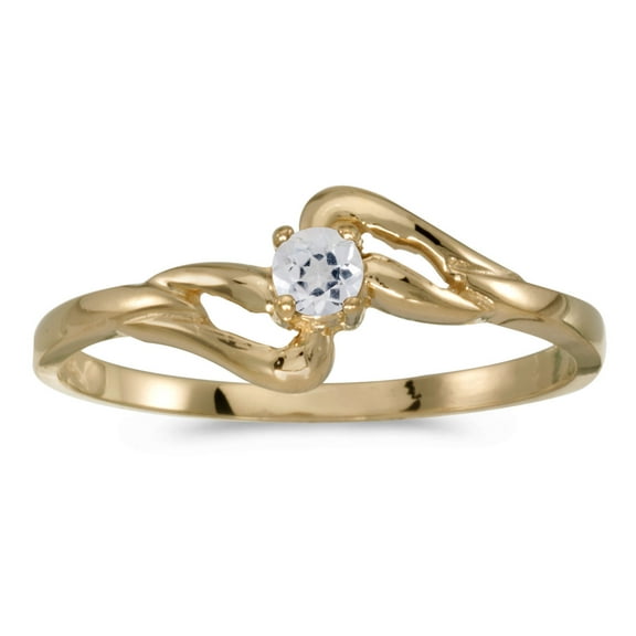 14k Yellow Gold Round White Topaz Ring