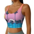 thumbnail image 2 of Fotbe Beach with Palm Trees Pattern Womens' Sports Bra Longline Wirefree Padded with Medium Support Sports Moisture-Wicking Workou Vest,Tank Top-Small, 2 of 7
