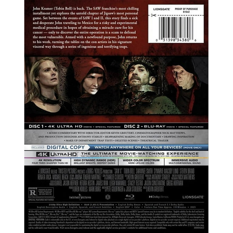 Saw X (4K UHD + Blu-ray + Digital) Steelbook Horror, Lionsgate