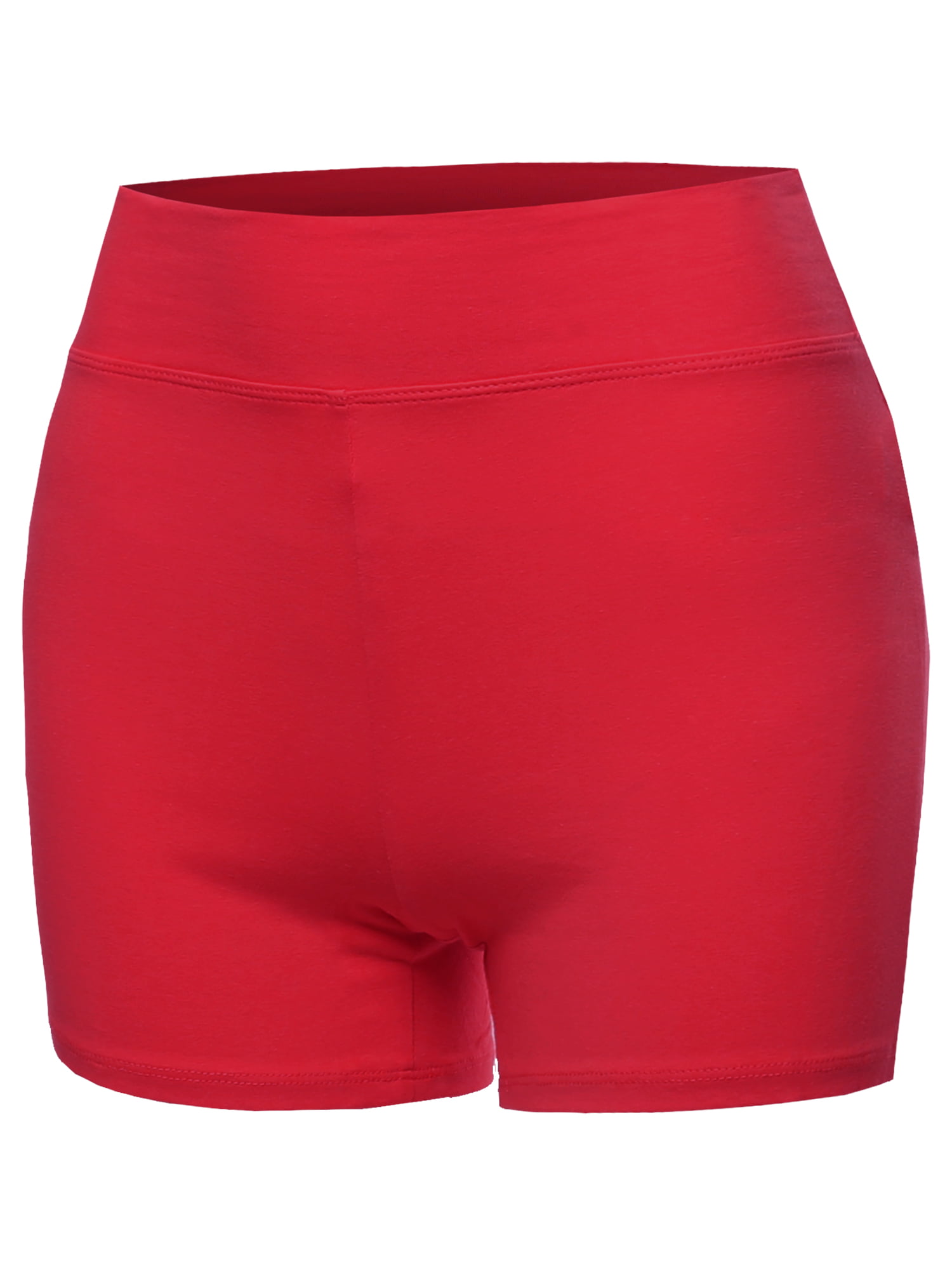 A2Y Women's Basic Solid Premium Cotton High Rise Bike Shorts Ruby 1XL ...