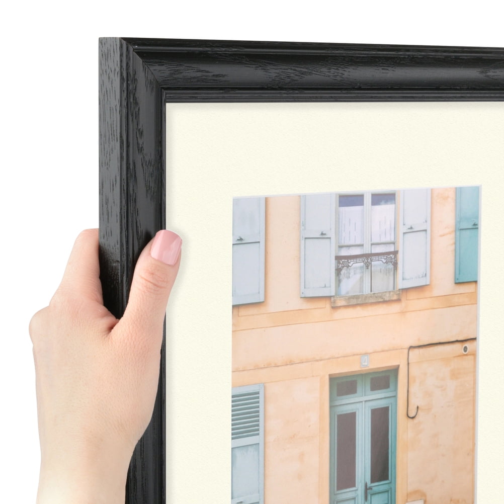 ArtToFrames 22x28 Matted Picture Frame with 18x24 Single Mat Photo Opening Framed in 1.25 Black Stain on Solid Red Oak and 2 Brilliant White Mat (FWM-4083-22x28)