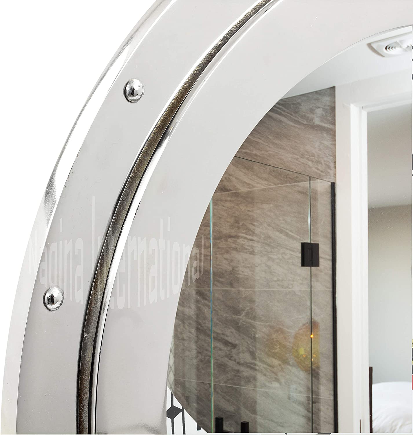 Metal Crafted Nickel Plated Aluminum Porthole Bathroom Decor Mirror Nagina  International (24 Inches)