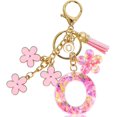 thumbnail image 1 of TRAHOO-Resin Alphabet Initial Letter Keychain Tassel Flower Pendant Key Ring for Purse Handbag Car Keys, 1 of 4