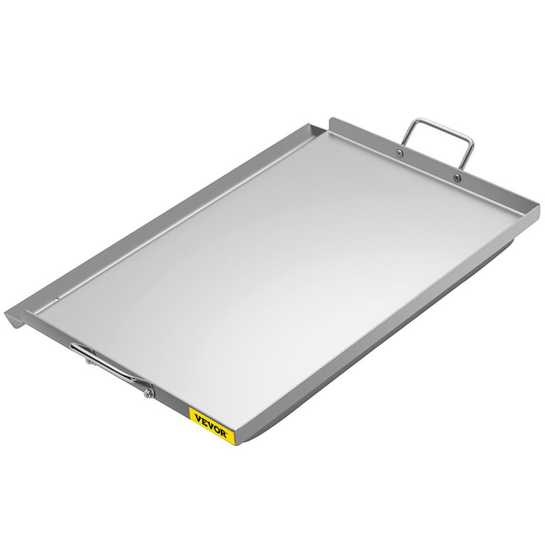 Stainless Steel Griddle, 14 x 32.3 Griddle Flat Top Plate, Griddle for  BBQ Charcoal/Gas Gril with 2 Handles, Rectangular Flat Top Grill with Extra  Drain Hole for Tailgating and Parties