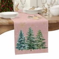 thumbnail image 6 of Christmas Tree Cotton Linen Table Runner for Dining Kitchen, Winter Pine Xmas Watercolor Snowflake Pink Wedding Outdoor Party Tablerunners Decoration, Dresser Scarf Coffee Tablecloth Runners 16"x72", 6 of 9