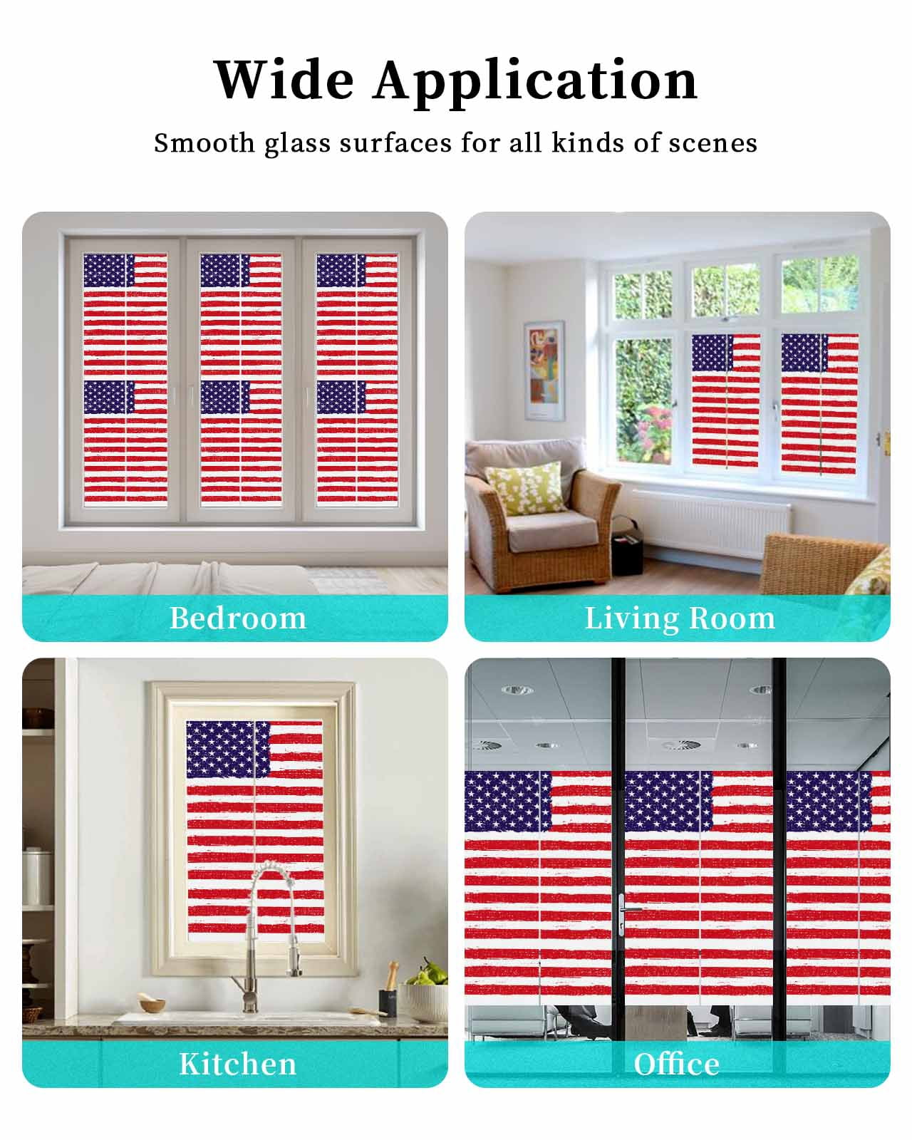 Window Privacy Film American Flag Stained Glass Window Film Decorative Sun Block Window Cover Retro Rustic Stars And Stripes US Flag Window Clings Static Adhesive Sticker for Bathroom 23.6"x59"