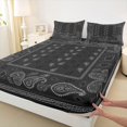 thumbnail image 3 of Homewish Retro Flower Paisley Bed Sheets,Vintage Bohemain Geometric King Sheets,Gray Black Sheet Set For Men Women,Microfiber Bedroom Decor,4pcs, 3 of 7