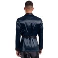 thumbnail image 2 of vastwit Mens Satin Smoking Robe Jacket Long Sleeve Kimono Bathrobe with Belt Navy Blue 3XL, 2 of 7