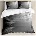 thumbnail image 3 of Night Sky Duvet Cover Set Queen Size, Full Moon and Clouds Midnight View Vintage Black and White Style Dramatic Scene, Decorative 3 Piece Bedding Set with 2 Pillow Shams, Black White, by Ambesonne, 3 of 3