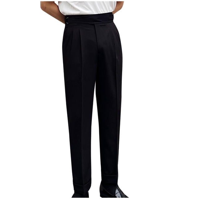 Pantalones largos de moda para hombre, estilo casual, con bolsillos y cremallera, cintura elástica, de poliéster.