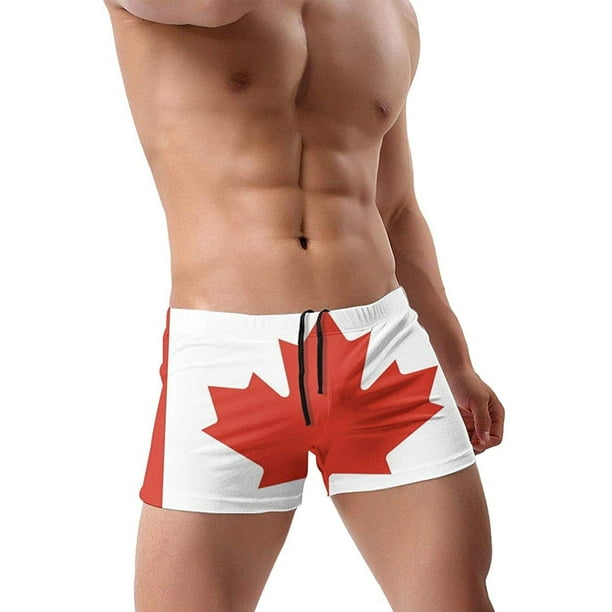 Mens Boxer Brief Swimsuit Canada Flag Swimwear Swimsuits Swim