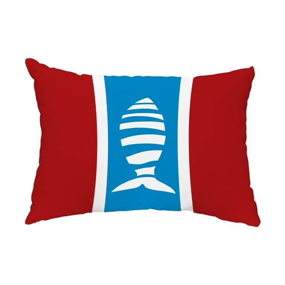 Simply Daisy, 14" x 20" Puzzle Fish Red Coastal Decorative Outdoor Pillow