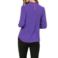thumbnail image 4 of INSPIRE CHIC Women's Stand Collar Pleated Button Keyhole Button Blouse M Purple, 4 of 8