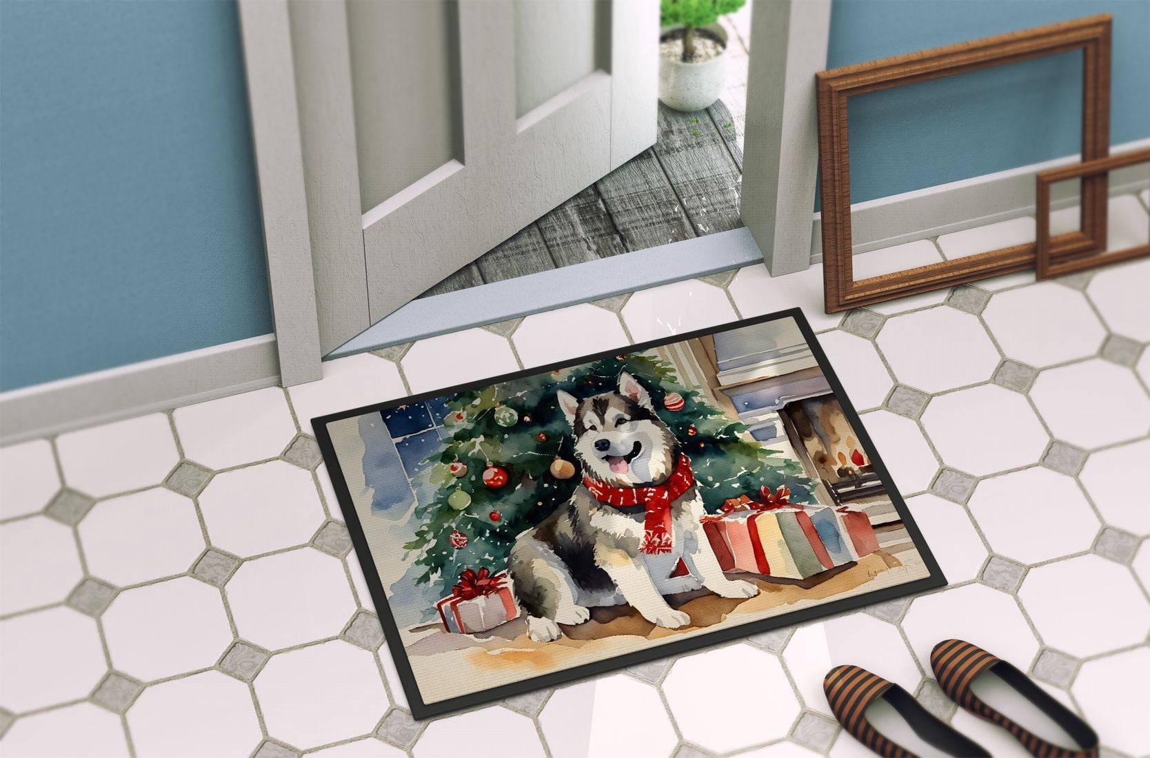 Christmas Doormat Front Door Mat Indoor Outdoor Rugs for Entryway, Non Slip Washable Low Pile, 18H X 27W