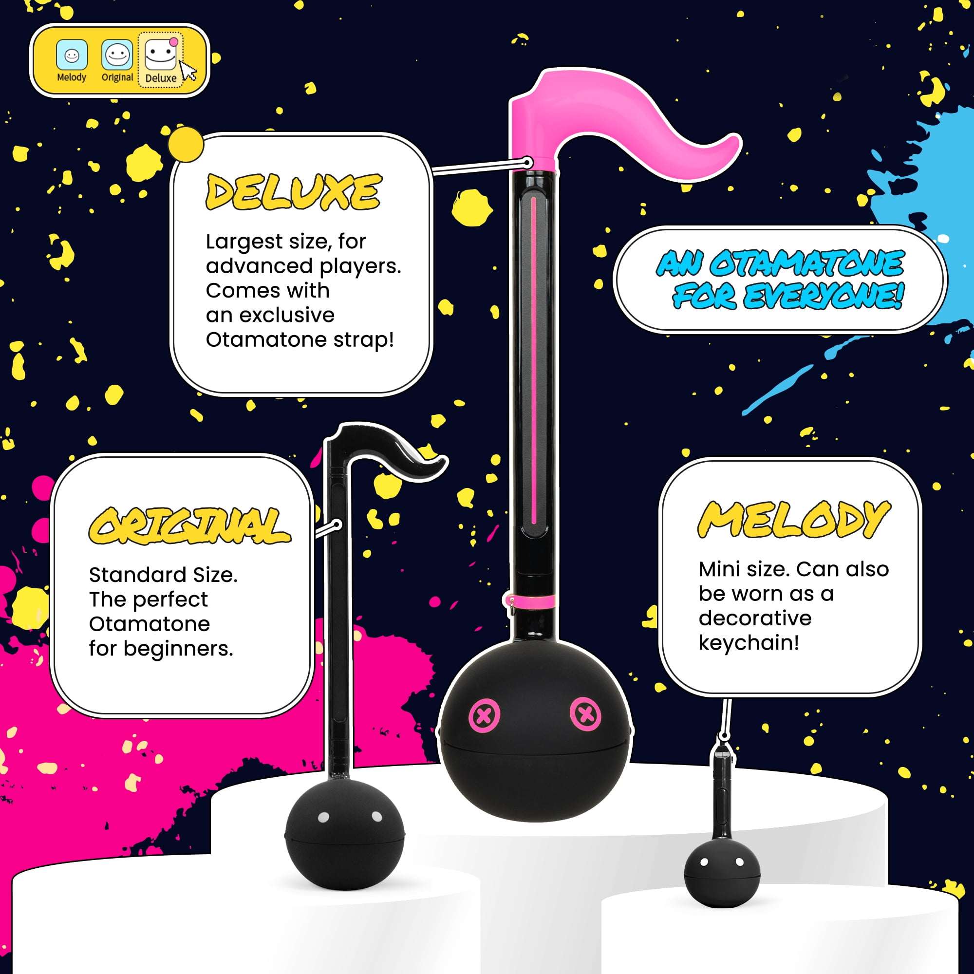 Otamatone Deluxe Musical Instrument Synthesizer for Adults - Monster Pink