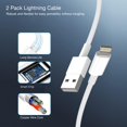 thumbnail image 4 of Cargador DelTucci para iPhone Travel, paquete de 2 unidades, 6 pies con adaptador USB de pared, 4 of 7