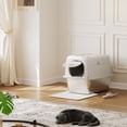 thumbnail image 3 of XL Stainless Steel Cat Litter Box with Lid – Fully Enclosed, High Sides for Leak Protection – Odor Control, Non-Stick, Easy to Clean – Includes Metal Scoop & Litter Mat – 15CM Tall, Light Gray, 3 of 8