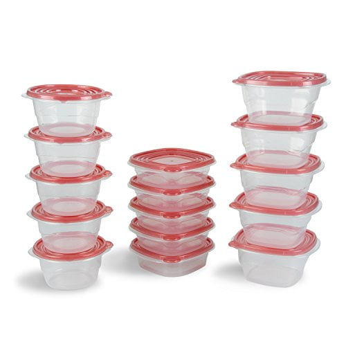 Plastic Reusable Clear Storage Food Containers w/ Leak Proof Lids Set