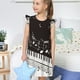 thumbnail image 4 of Fotbe Piano Keys With Musical Notes Vestido de Dormir para Niñas de 3 a 10 Años, Mangas Cortas, Estilo Princesa, Pijama Camisón con Mangas Voladas-Small, 4 of 6