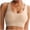 Beige, variant on Women’s Ribbed Square Neck Wide Strap Longline Wireless Bralette Nylon Spandex Built-In Pads Wire Free Soft Support Crop Top Summer Off Shoulder Casual Daily Loungewear Underwear