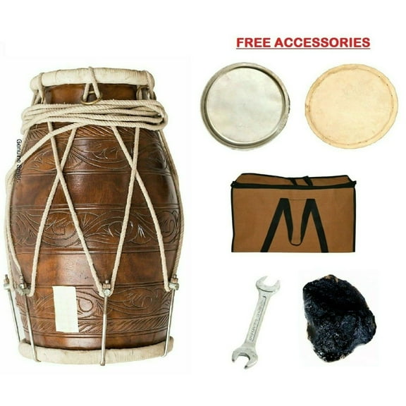 Naad Indian Folk Professional Musical Instrument Wedding Kirtan Dholak With Cover 2023 Natural