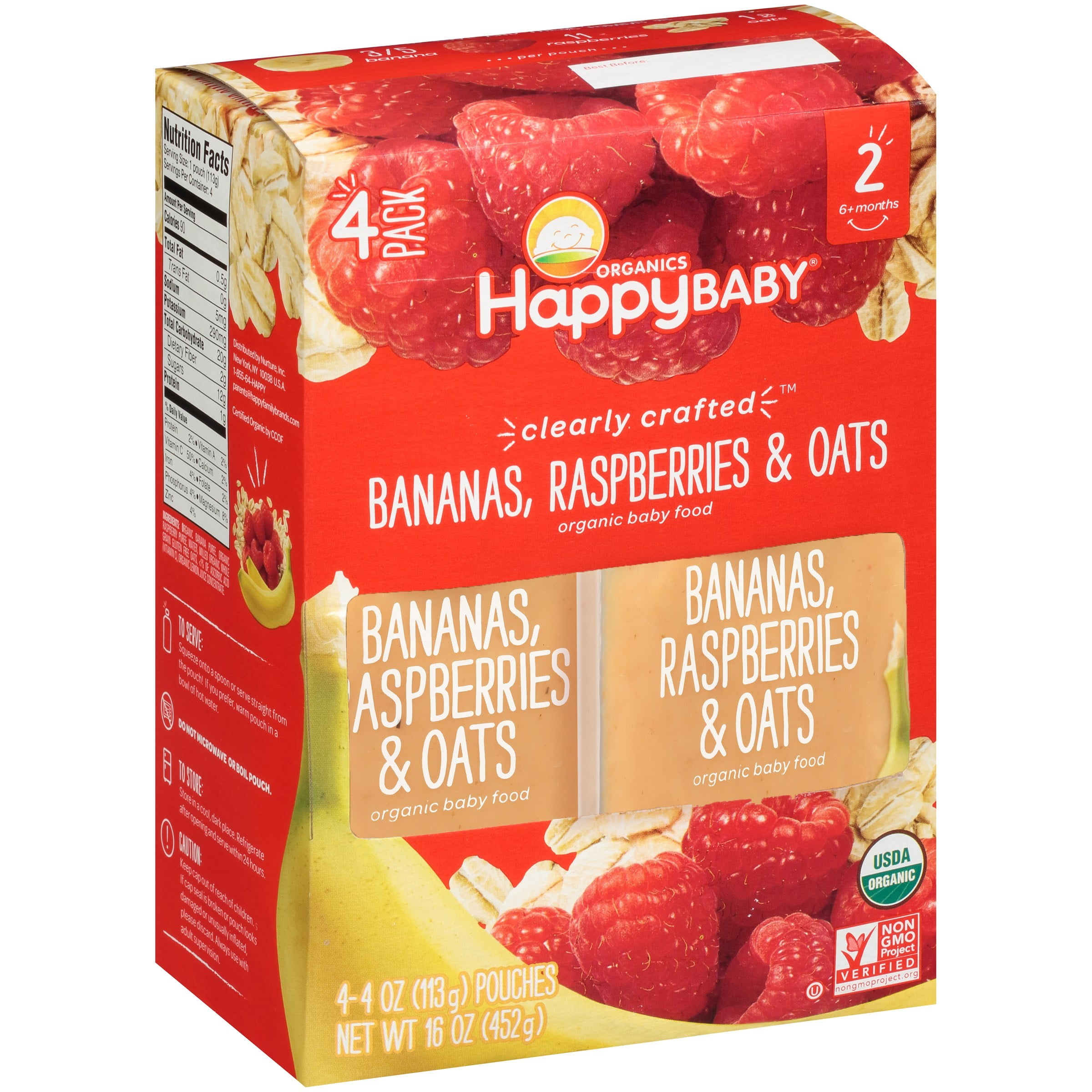 Happy Baby Organics Bananas, Raspberries & Oats Organic Baby Food