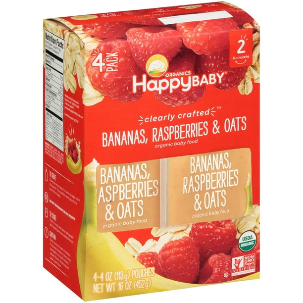 Happy Baby Organics Bananas, Raspberries &amp; Oats Organic