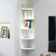 thumbnail image 1 of Organizador de estante de esquina blanco con múltiples compartimentos | Estantería de PVC moderna para montaje en pared | Diseño con particiones multilayer | Sostiene libros y elementos decorativos, 1 of 6