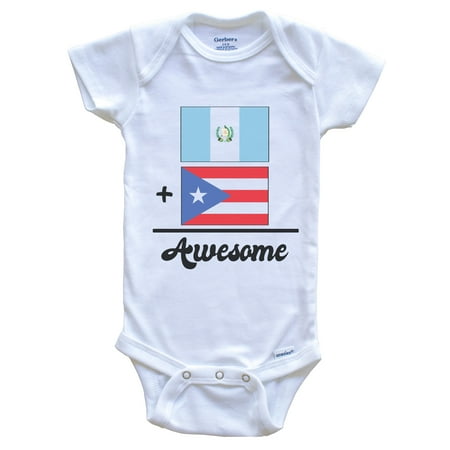 

Guatemala Plus Puerto Rico Equals Awesome Cute Guatemalan Puerto Rican Flags One Piece Baby Bodysuit