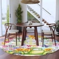 thumbnail image 3 of Watercolor Truck Flowers Round Area Rug 5Ft Washable Circle Rugs for Living Room Bedroom, Spring Butterflies Botanical Plaid Non-Slip Carpet Floor Mats Indoor Outdoor Carpet Runner Home Decor, 3 of 8