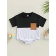 thumbnail image 2 of KelaJuan Baby Girls Boys Romper, Short Sleeve Crew Neck Contrast Color Patchwork Summer Bodysuit for Casual Daily, 2 of 9