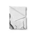 thumbnail image 2 of Octopus Soft Flannel Fleece Throw Blanket, Monochrome Marine Animal Tentacles in Sketch Subaquatic Life Artwork, Cozy Plush for Indoor and Outdoor Use, 50" x 70", White Charcoal Grey, by Ambesonne, 2 of 5