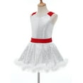 thumbnail image 3 of JanJean Kids Girls Christmas Princess Dress Cami Dress Faux Fur Adorned Dance Leotard Sequins Figure White 4, 3 of 7