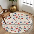 thumbnail image 2 of Large Round Rug 8Ft Washable Non-Slip, Independence Day Circle Area Rugs for Living Room Bedroom, 4th of July Red Blue Strip Love Burlap Indoor Floor Mats Carpet Runner for Home Decor, 2 of 8