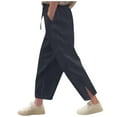 thumbnail image 2 of Mwjwdo 2025 Linen Pants Big Girls High Waist Elastic Drawstring Lounge Trousers Kids Casual Lightweight Side Split Summer Beach Pants Dark Gray 10 Years, 2 of 7