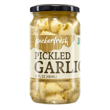 Pickerfresh Pickled Garlic, 16oz Glass Jar, 1 count