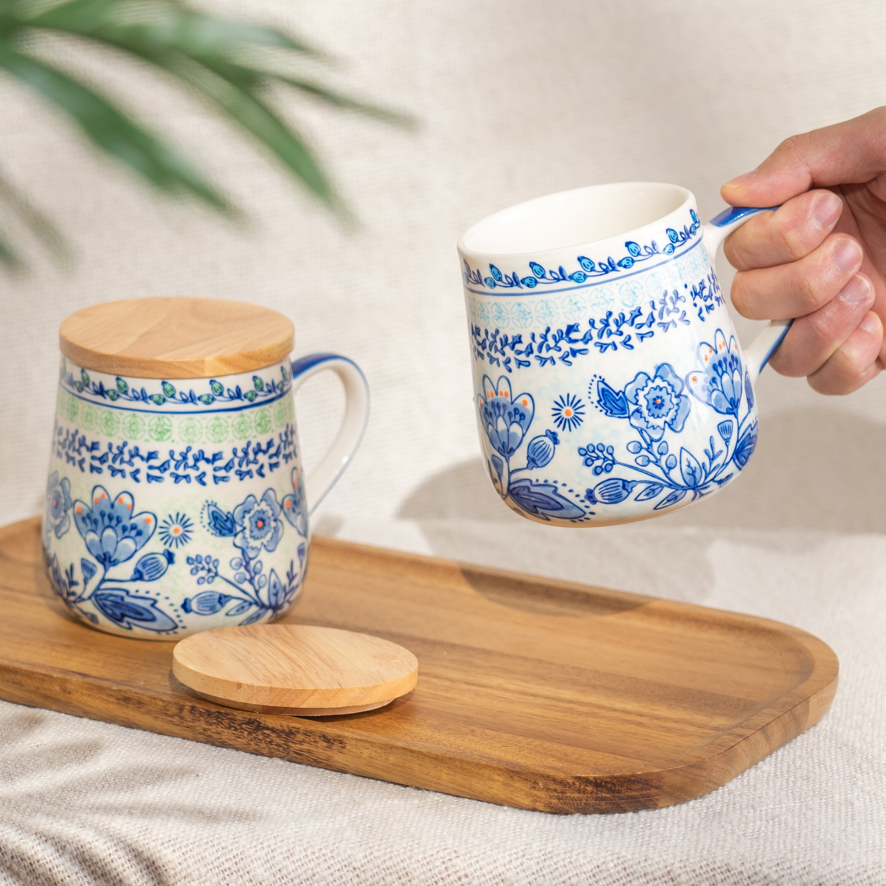 teatime♪ Taimei Teatime Coffee Mug with Lid, Set of 2, 16.5 Ounces