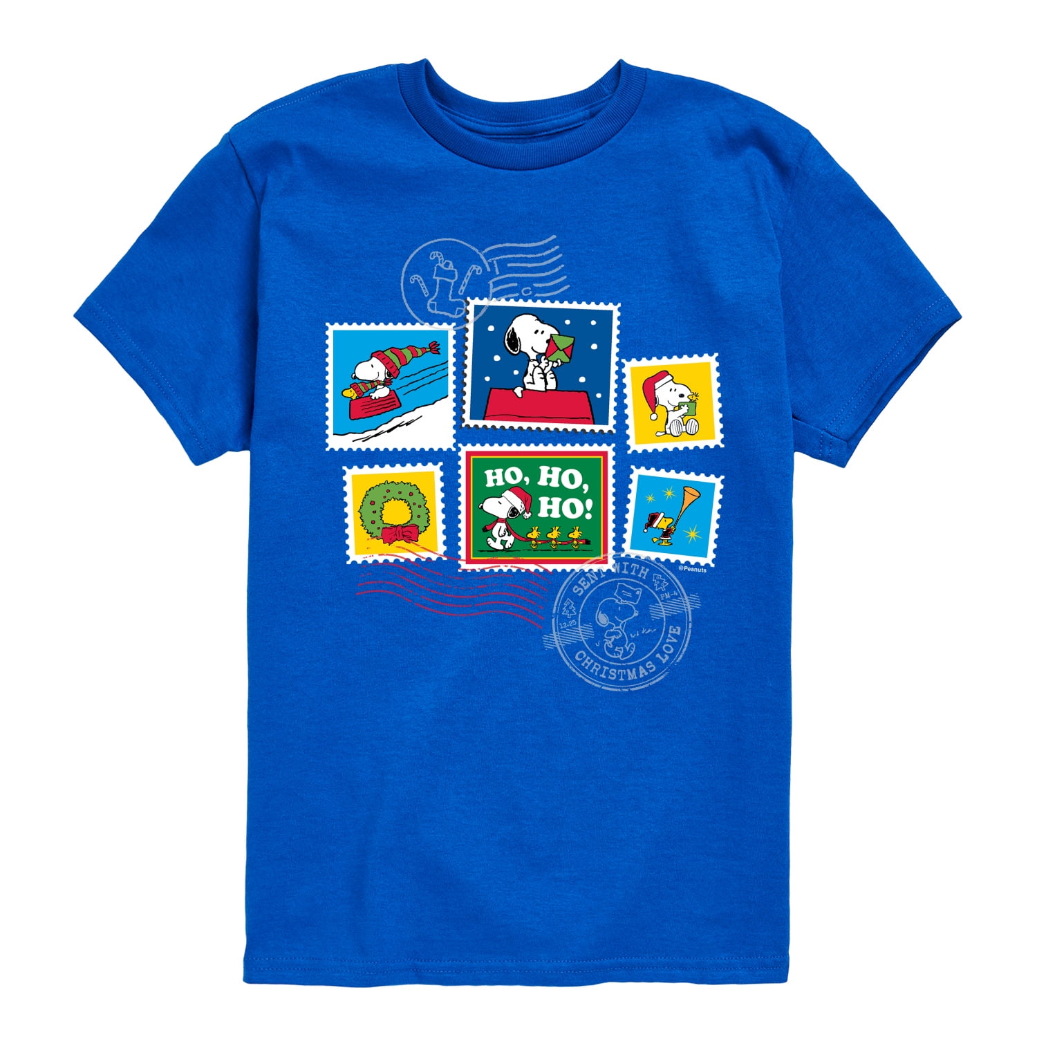 Peanuts - Christmas - Ho Ho Ho Holiday Stamps - Toddler & Youth Short Sleeve Graphic T-Shirt
