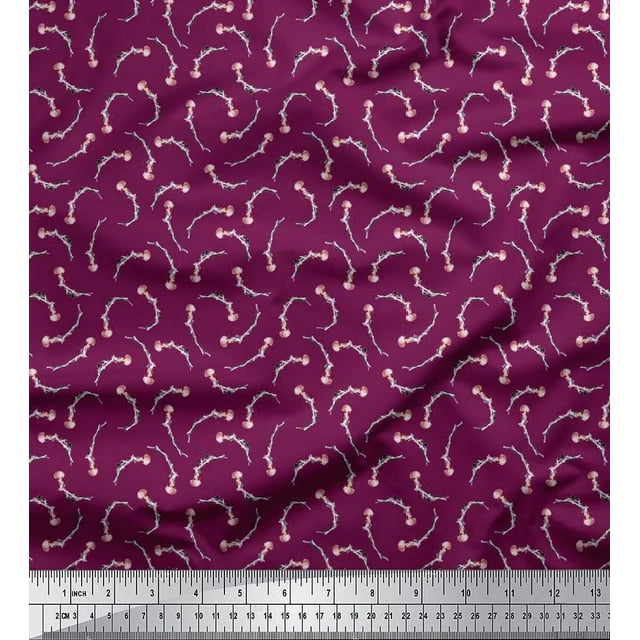 Soimoi Moss Georgette Fabric Jellyfish Ocean Decor Fabric Printed Yard 42 Inch Wide