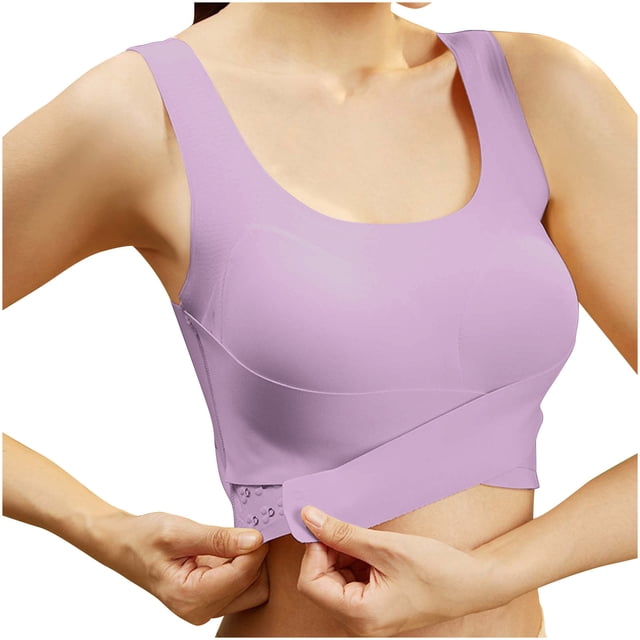 Timegard Yoga Bras for Women High Support No Underwire Front Cross Side Buckle Breathable Workout Bralette